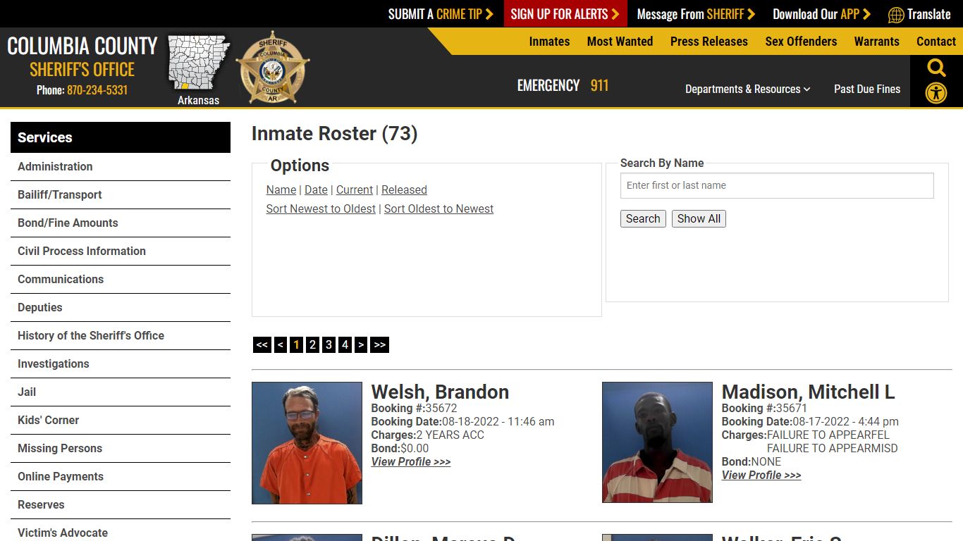 Inmate Roster (64) - Columbia County Sheriff AR